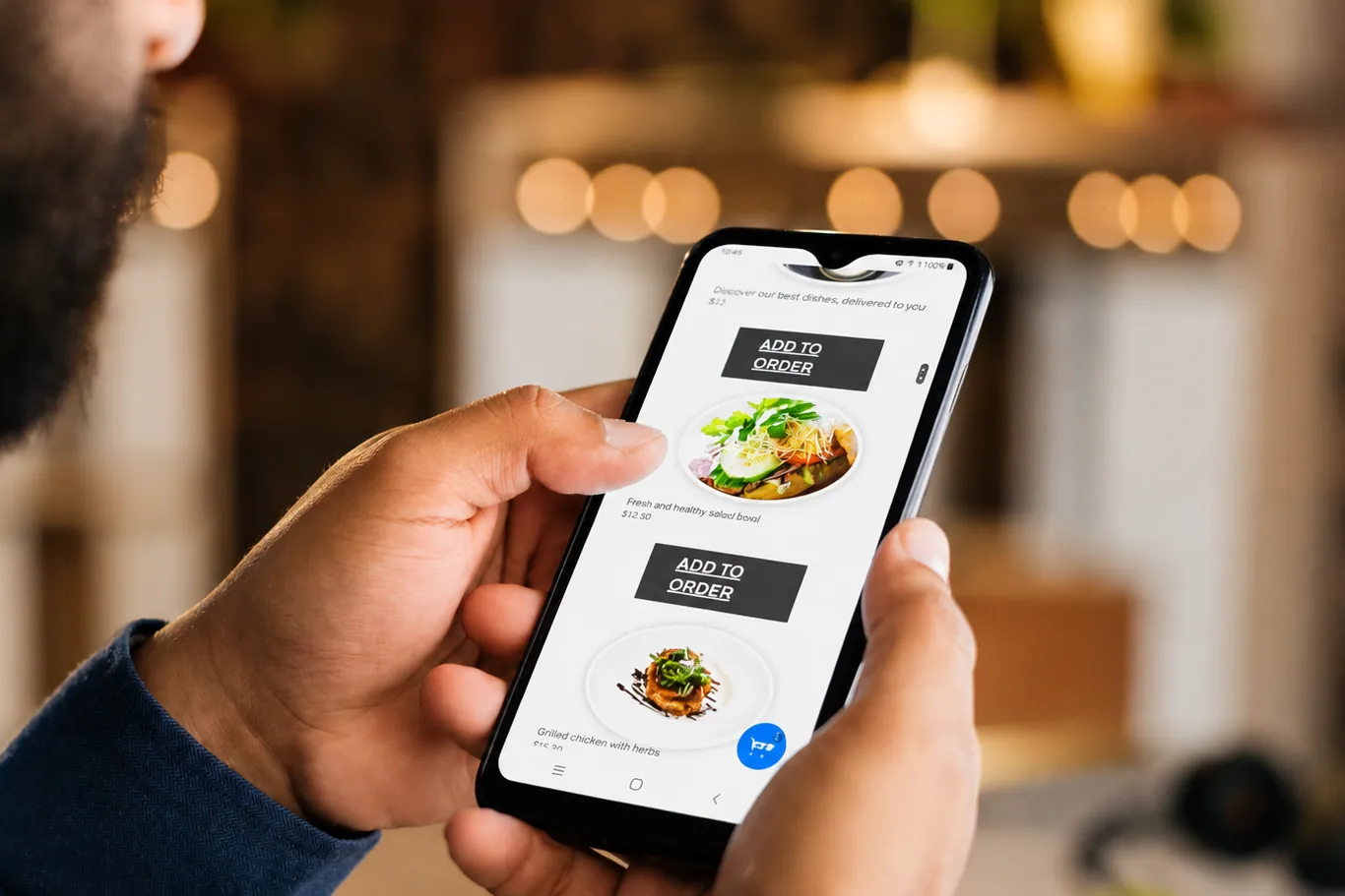 Ordering food from a menu in a mobile app